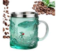 Genérico Tasse à café Alien - Gobelet à eau 3D avec relief extraterrestre, tasses à café innovantes avec bord en acier inoxydable, pour petit-déjeuner, matin, après-midi, fête, maison, cuisine, voyage