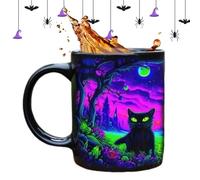 Generico Tasse à Café Chat Noir Céramique | Tasse à Café Drôle Mystère Halloween pour Hommes Femmes Amis Travail Lait Jus Bière
