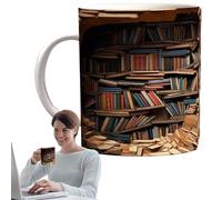 Genérico Tasse à café pour amoureux des livres - Design 3D étagère en céramique | Tasse à thème bibliothèque pour boissons chaudes et froides | Cadeau créatif pour lecteurs, famille et amis