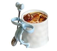 Genérico Tasse à café: tasse avec ruban, cuillère en céramique, design adapté au micro-ondes | Verres à chocolat chaud, idée cadeau festive pour la Saint-Valentin, les anniversaires, les célébrations