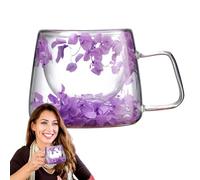 Genérico Tasse à fleurs - Fleurs dans une tasse à café en verre | Fleurs Café de printemps 200ml - Tasse - Wah Coffee Taf - With Many - Tasse à café en verre pour tasse de guerre, thé