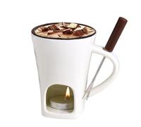 Genérico Tasse à fondue - avec fourchette et bougie résistantes à la chaleur, tasse personnelle sûre pour fondre, vacances, maison, réunions de famille, fêtes, desserts, célébrations et partage
