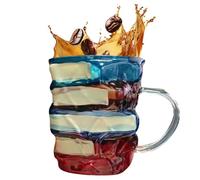 Genérico Tasse à livres peints - Tasse à café | Livres Vidrets en forme de pile | Articles mignons pour écrivains maîtres amis littérature familiale littérature femme