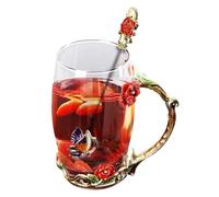 Genérico Tasse à thé en verre | Belle tasse transparente et cuillère florale