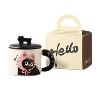 Genérico Tasse à thé | Tasse à café en céramique | Cute Cat Mugs With Lid, High-Temperature Resistant Drinking Cup, Couple Mugs For Hot Drinks, Matching Coffee And Tea Mugs - Céramique
