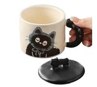 Genérico Tasse à thé | Tasse à café en céramique | Cute Cat Mugs With Lid, High-Temperature Resistant Drinking Cup, Couple Mugs For Hot Drinks, Matching Coffee And Tea Mugs - Céramique