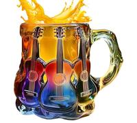 Genérico Tasse d'art guitare - Verre en résine peinte à la main, motif guitare, cadeau amant musique | Pour enseignants, musiciens, collectionneurs, usage quotidien, maison, anniversaire et fêtes