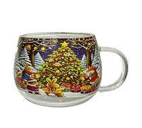 Genérico Tasse de Noël Tasse à café en verre de 300 ml Vaisselle saisonnière Maison de vacances Cuisine Récipient pour Latte Cacao Lait Eau Vin Chaud Froid Rempli de Chaussette
