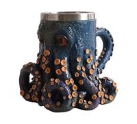 Generico Tasse de voyage en résine faite à la main avec design Kraken 3D, 160 ml, motif pieuvre sur le thème médiéval | Verres en résine pour les amateurs de mer, thé,