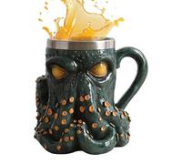 Generico Tasse de voyage en résine faite à la main avec design Kraken 3D, 160 ml, motif pieuvre sur le thème médiéval | Verres en résine pour les amateurs de mer, thé,