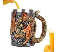 Genérico Tasse Dragon - Tasse médiévale 3D pour bière, carafe en acier inoxydable pour boissons, 568 ml, fêtes et amoureux du dragon, à un univers mystique. Ses ailes détaillées avec texture