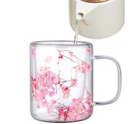 Genérico Tasse en forme de - Tasse transparente de 250 ml, avec | Tasse à thé et à café élégante, tasse florale décorative pour boissons chaudes et froides, accessoire de service