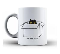 Genérico Tasse personnalisée en céramique - Motif chat dans une boîte I'm Not Here - Humour minimaliste - Passe au micro-ondes et au lave-vaisselle