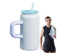 Genérico Tasse thermique pour café - Tasse à café de voyage avec anse 480 ml, gobelet portable avec paille en acier inoxydable pour transport, bureau, cyclisme, camping, maison, salle de sport