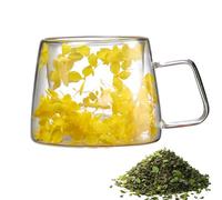 Genérico Tasse transparente avec fleurs, tasse à café séchée de café d'une capacité de 200 ml | Creative avec poignée, tasses à café uniques pour thé, jus