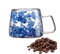 Genérico Tasse transparente avec fleurs, tasse à café séchée de café d'une capacité de 200 ml | Creative avec poignée, tasses à café uniques pour thé, jus