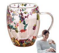 Genérico Tasses à café à double paroi | Verre 3,35 x 4,53 pouces | Tasses avec poignée | Tasse en verre borosilicate résistant à la chaleur pour café, thé, lait,