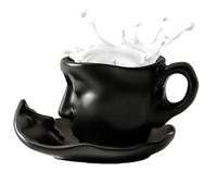 Genérico Tasses bisous, De - versatile elegant stylish café Set tasse à thé, avec soucoupe Thinker sculpture, visage amoureux de l'art abstrait | Multipurpose Outdoor Indoor Utility compact