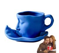 Generico Tasses Kiss, Compact, De - Élégant Polyvalent Moderne Café Thé Dal, Design Romantique Ensemble, Et Soucoupe Abstrait Un Couple | Multipurpose Outdoor Indoor Utility Functional