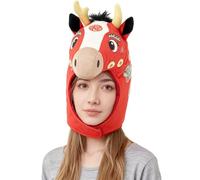 Genérico Tête de cheval pour Halloween, costume en peluche année du cheval 2026 - Accessoires pour photomaton - Pour fêtes à thème, travaux scolaires, concerts, carnaval et événements