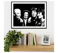 Generico The Rolling Stones Tableau peint à la main Grands bandes de rock anglais - Design moderne 40 x 30 cm avec cadre (modèle C)