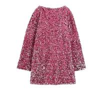 Generico Top à paillettes Plus, barboteuse à sequins Plus Size | Robe avec | Papillon, Mini Flapper Glam Party Dress Cocktail Glitter Wedding Evening Clubwear, rose, M