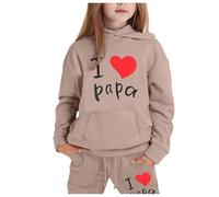 Générico Traje de Sudadera Con Capucha y Pantalones de Manga Larga Con Estampado Informal a la Moda Para niños (Khaki, 3-4 Years)