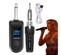 Genérico Transmetteur et récepteur portable, 10 canaux sans fil condenser Adapter, Plug-On Transmitter for Guitar Bass Electric Instruments, Zinc Alloy Plug and ABS Body
