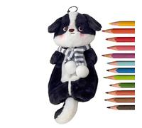 Generico Trousse pour stylos - étui souple avec motif chien, en peluche | pour règle feutres pour école université, Collie de frontière, riferimento alla descrizione, Se référer à la description