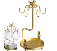 Genérico Tuteur de Thé Grille à Café en Métal avec 6 Crochets | Affichage ScCoup, Élégant Oiseau Cup Organisateur pour Armoire de Cuisine