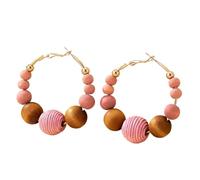 Generico Une paire de boucles d'oreilles pour femme, perles en bois, boucles d'oreilles couleur dopamine, adaptées pour une utilisation quotidienne