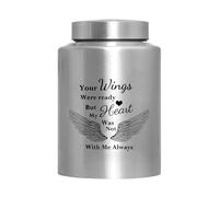 Genérico Urn Cat Urns for Ashes Airtight Angel Wing Memorial Dog Keepsake For Cremation Funeral Garden Home Display Outdoor Burial Stainless Steel Waterproof Memorial Jar Ashes Container Small