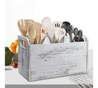 Generico Utensil Holder - Wooden 3 Compartments Tool Organizer , Cutlery caaddy with Removable Lid Utensils Storage Organizer for Silverware Fork Spoon Spatula