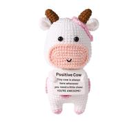 Genérico Vache Positive, Vache de soutien émotionnel - décorative de bureau d'appui émotionnel, en laine tricotée pour animer, décoration de la maison