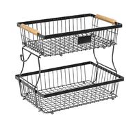 Generico Vegetable Rack - Vegetable Rack For Kitchen | Fruit And Vegetable Rack | 2 Tier Organizer Bowl | Wire Fruit Vegetable Basket | Fruits Stand Holder With 2 Banana Hangers, Kitchen Basket
