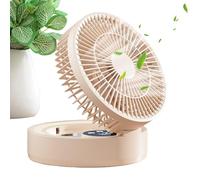 Genérico Ventilateur de bureau - Ventilateur USB pliable à 5 vitesses avec lumière LED et miroir de maquillage intégrés et fonction minuterie pliable pour chambre ou atelier