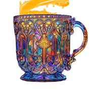 Genérico Verres en verre colorés, chrétienne Art Cup | Effet brillant raffiné, 400 ml de boisson pour le thé à Whisky Whisky Dîner de cuisine de cuisine pour le camping