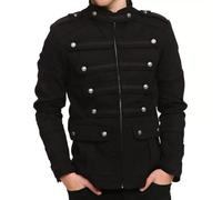 Genérico Veste de défilé militaire pour homme style steampunk nausars napoléon tambours Renaissance Moyen Âge Veste victorienne coupe gothique uniforme de coupe pirate et vampire, Noir , XXXL