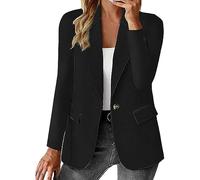 Generico Veste Femme Curvy Casual Classique Blazer Femme Élégant grande taille Manteau Slim Fit Blazer Noir Femmes Surdimensionné avec Revers Court Veste, Noir , XXL