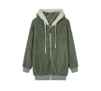Generico Veste Femme d'Hiver en Polaire Offres de Vêtements Sherpa avec Poches Cardigan à Capuche Manteau de Couleur Unie Sweat-shirt Polaire Femme Zip Chaude Fermeture éclair Sweat-shirt Teddy