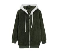 Generico Veste Femme d'Hiver en Polaire Offres de Vêtements Sherpa avec Poches Cardigan à Capuche Manteau de Couleur Unie Sweat-shirt Polaire Femme Zip Chaude Fermeture éclair Sweat-shirt Teddy