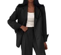 Generico Veste Femme Surdimensionnée Élégant Classique Veste Blazer Femme Casual Court Tailleur Veste Tempérament Veste Blazer Surdimensionné Outwear Manches Longues Grande Taille Cardigan, Noir , L