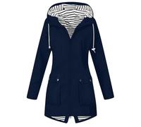 Generico Veste Imperméable à l'eau Femmes Longue Imperméable Polyvalent Vent Veste Voyage Portable Léger Vestes à Capuche Vent Voyage Gilet En Plein Air Grande Taille Pliable Manteau, bleu, M