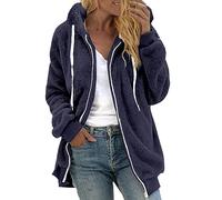 Generico Veste polaire femme poilue confortable chaud sweat en polaire couleur unie décontracté doux léger veste lourde rembourrée épaissie veste en peluche surdimensionnée d'hiver à manches longues