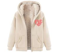 Generico Veste polaire pour femme, en peluche, légère, poilue, couleur unie, confortable, chaud, doux, surdimensionné, lourd d'hiver, manteau à capuche rembourré à manches longues, veste en peluche