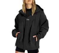 Generico Vestes Vent Femmes Respirant Voyage Veste De Pluie Polyvalent Imperméable Léger Vestes En Plein Air grande taille Trench Résistant Aux Rides Coupe Vent Voyage Manteau, Noir , 4XL