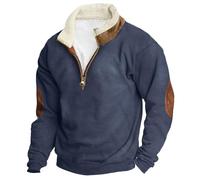 Genérico Vêtements de loisirs Top Sport avec Fermeture 1/4 Sweatshirt Western Style Sweatshirt Vintage Campagne Lisse pour les Hommes en plein air, T Bleu, XL
