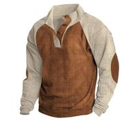 Genérico Vêtements de loisirs Top Sport avec Fermeture 1/4 Sweatshirt Western Style Sweatshirt Vintage Campagne Lisse pour les Hommes en plein air, Kaki, XXXL