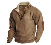 Genérico Vêtements de loisirs Top Sport avec Fermeture 1/4 Sweatshirt Western Style Sweatshirt Vintage Campagne Lisse pour les Hommes en plein air, marron, XXXL