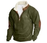 Genérico Vêtements de loisirs Top Sport avec Fermeture 1/4 Sweatshirt Western Style Sweatshirt Vintage Campagne Lisse pour les Hommes en plein air, V vert, L